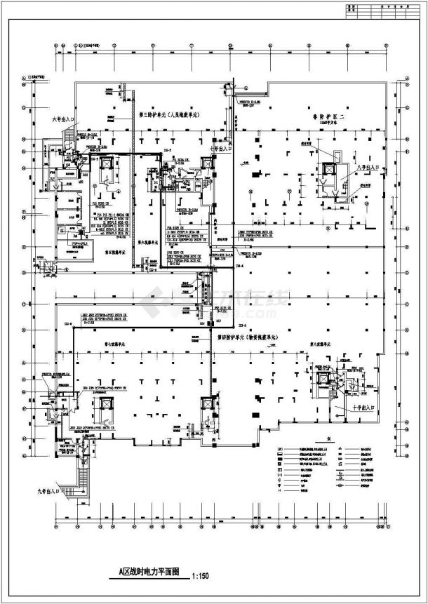 小区地下车库人防工程设计方案全套CAD图纸-图一