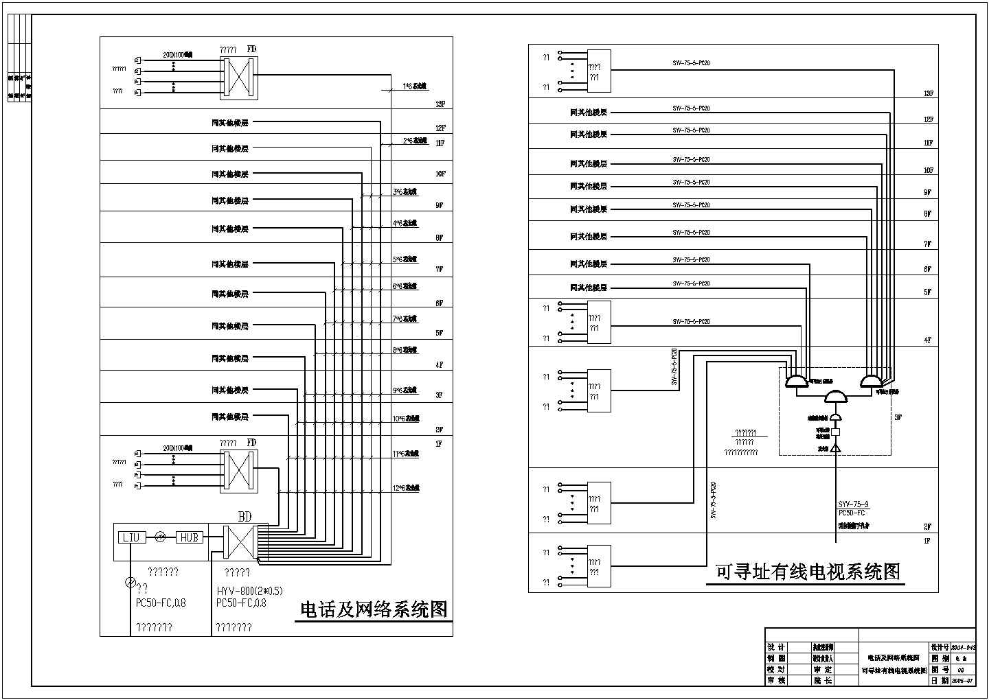 某商务大楼电气平面及系统全套CAD图纸