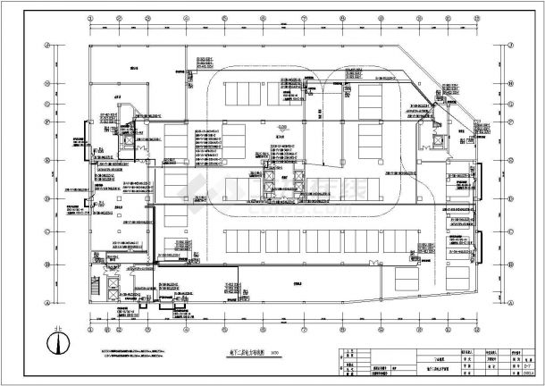 山东商业大厦强电施工全套CAD图纸-图一