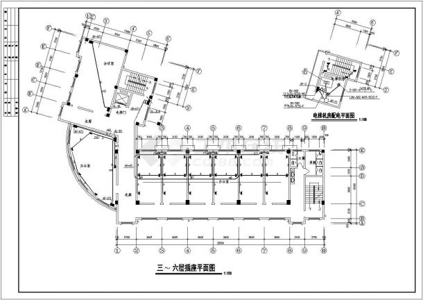 营业办公楼电气施工方案全套CAD图纸-图二