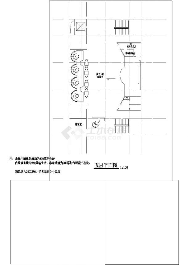 某地五层洗浴中心建筑设计CAD施工图-图二