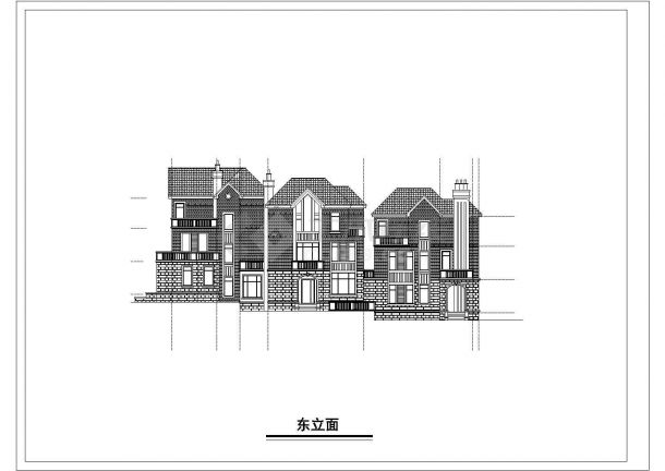 [江苏]某三层错联排式别墅建筑施工图-图二