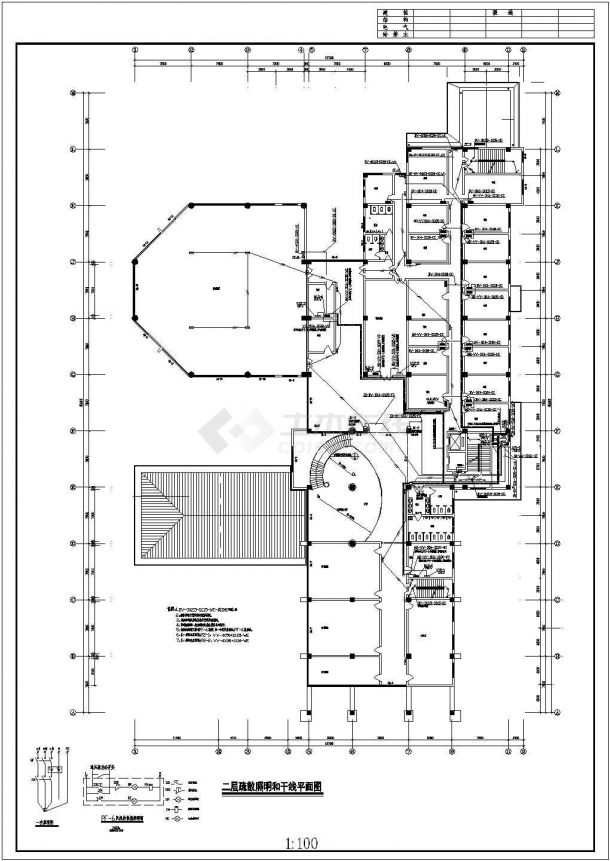 培训中心综合楼电气施工全套CAD图纸-图二