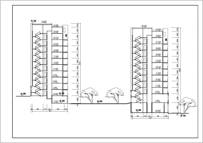 某十一层商铺住宅楼建筑设计方案图_图1