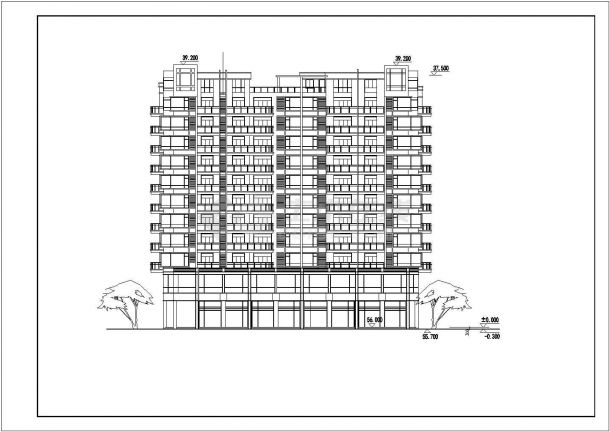 某十一层商铺住宅楼建筑设计方案图-图二