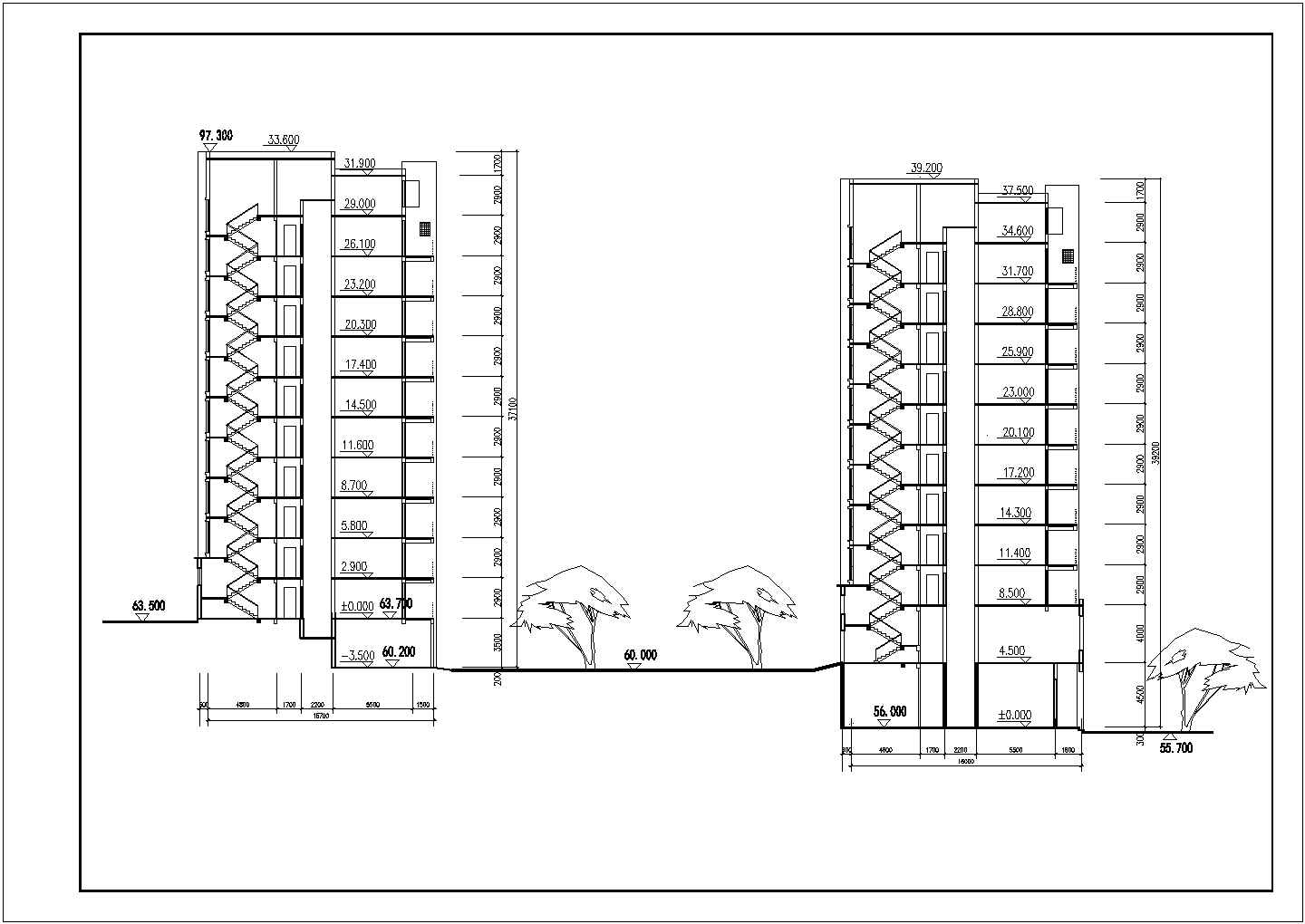 某十一层商铺住宅楼建筑设计方案图
