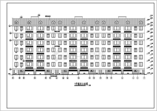 六层砖混结构小区住宅楼建筑设计图-图二