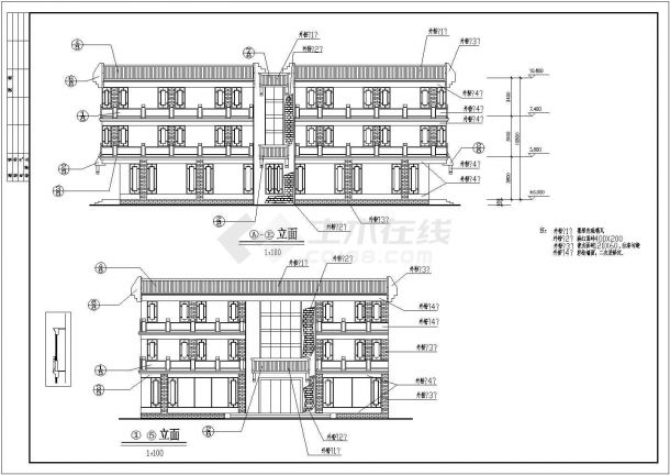 西安古建营业厅施工与设计方案全套CAD图纸-图一
