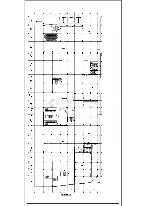 某地带地下室的商场建筑设计平面图-图二