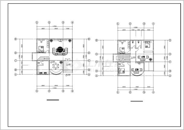 12个别墅设计方案二层立面平面图图纸-图一