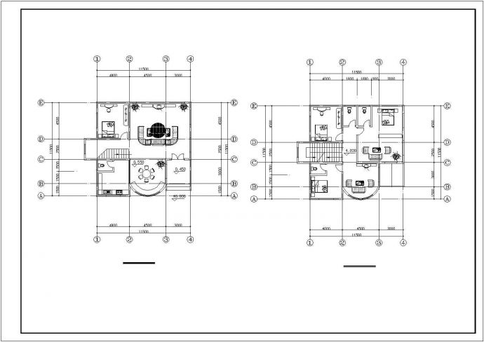12个别墅设计方案二层立面平面图图纸_图1