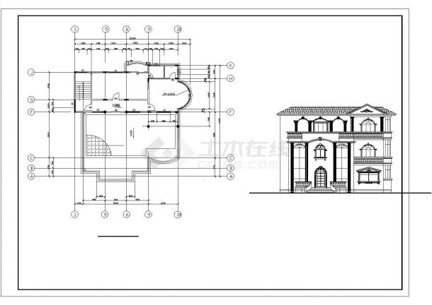 12个别墅设计方案二层立面平面图图纸-图二