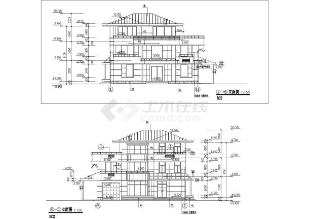 欧式风格经济型别墅样板设计建筑图纸-图二