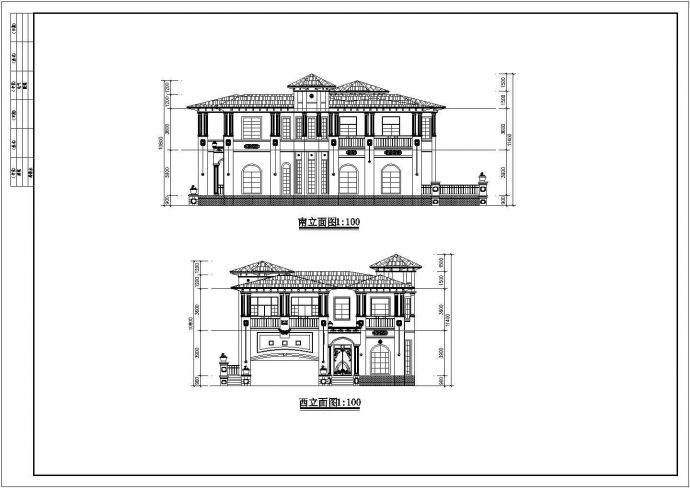 某高档小区两层别墅建筑设计CAD图_图1