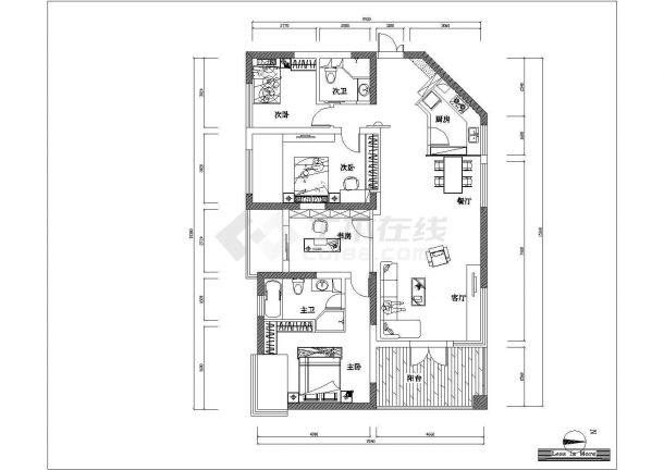 某地区样板房建筑设计cad施工图-图二