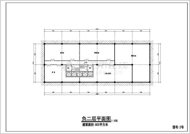 某地带地下室大厦建筑图（标注详细）-图二