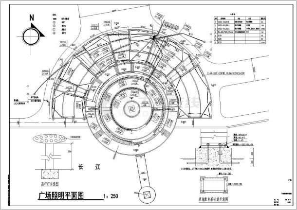 小区广场景观照明施工cad设计图-图一