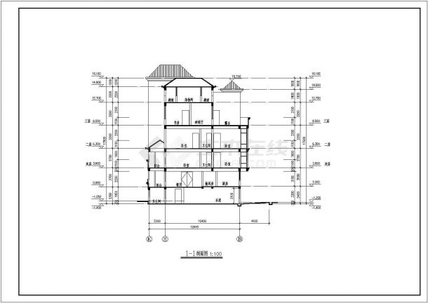 高级独栋多层别墅建筑施工设计图纸-图一