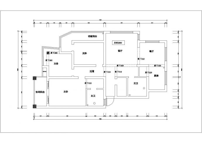 某住宅户型室内装修cad施工设计图_图1