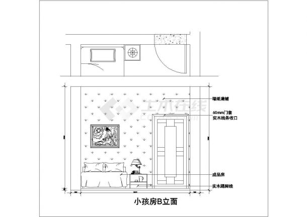 某住宅户型室内装修cad施工设计图-图二