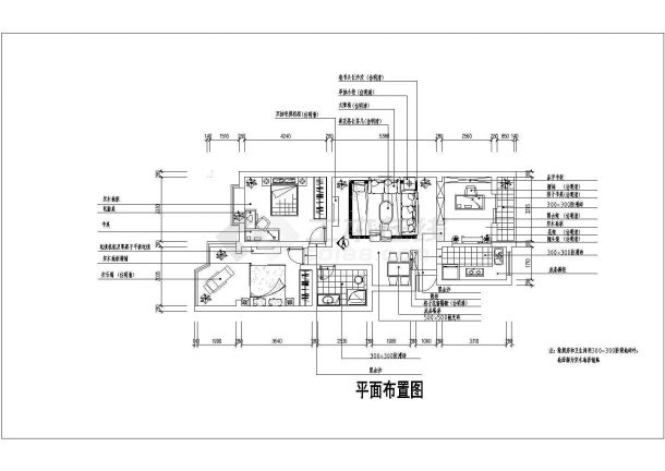 [杭州]经典三口之家室内装修cad施工图纸-图二