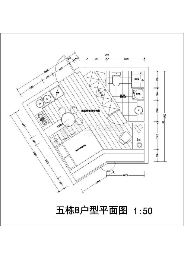 某花园公寓室内设计装修cad施工图-图二