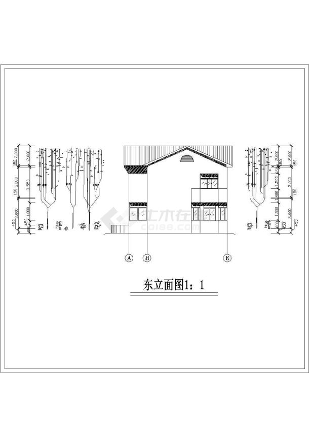 瓦屋顶庭院家庭小别墅建筑设计图纸-图二