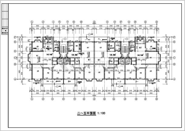 某工程多层公寓建筑设计cad图纸-图二