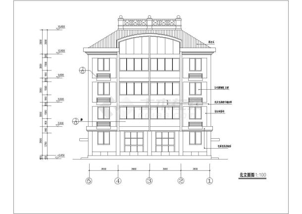 某地四层高级寓所住宅建筑设计图纸-图二