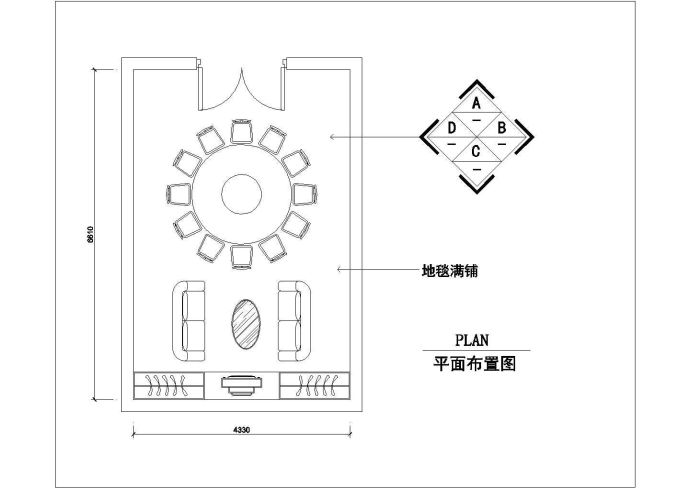 某地区某大型餐厅包间cad设计详图_图1