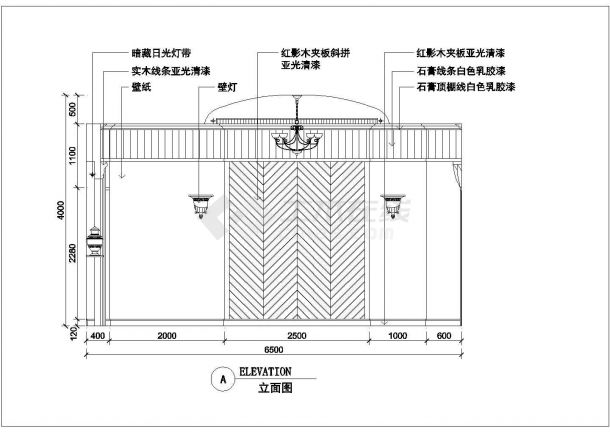 某地区某豪华餐厅包间设计cad详图-图二