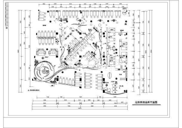 某地某足浴城平面专业设计cad图纸-图一