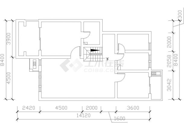 经典小户型室内装修cad设计施工图-图二