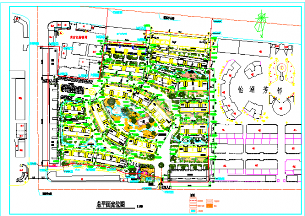 某知名小区cad总平面定位图纸全套-图一