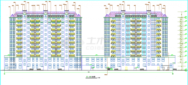 某小区单栋高层住宅建筑设计CAD图纸-图二