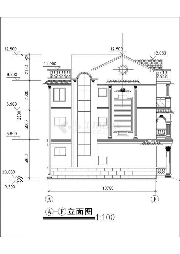 三层精巧型别墅图纸立面图平面图图纸-图二