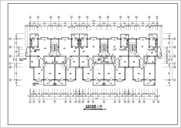 某高档小区六层住宅建筑CAD设计图-图二