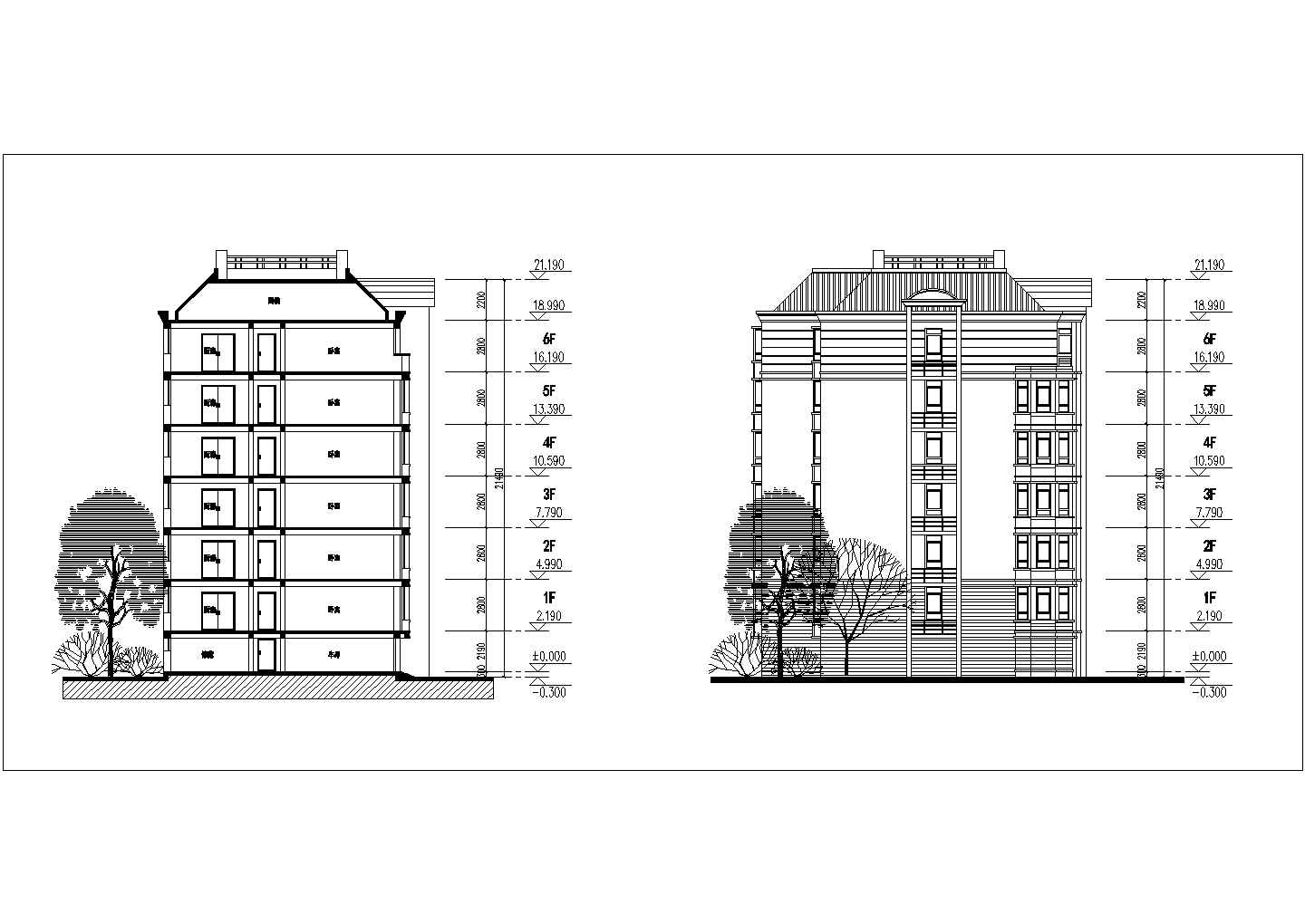 某六层999平方米住宅建筑设计图