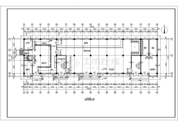 某地学校两层学生餐厅建筑施工方案图纸-图一