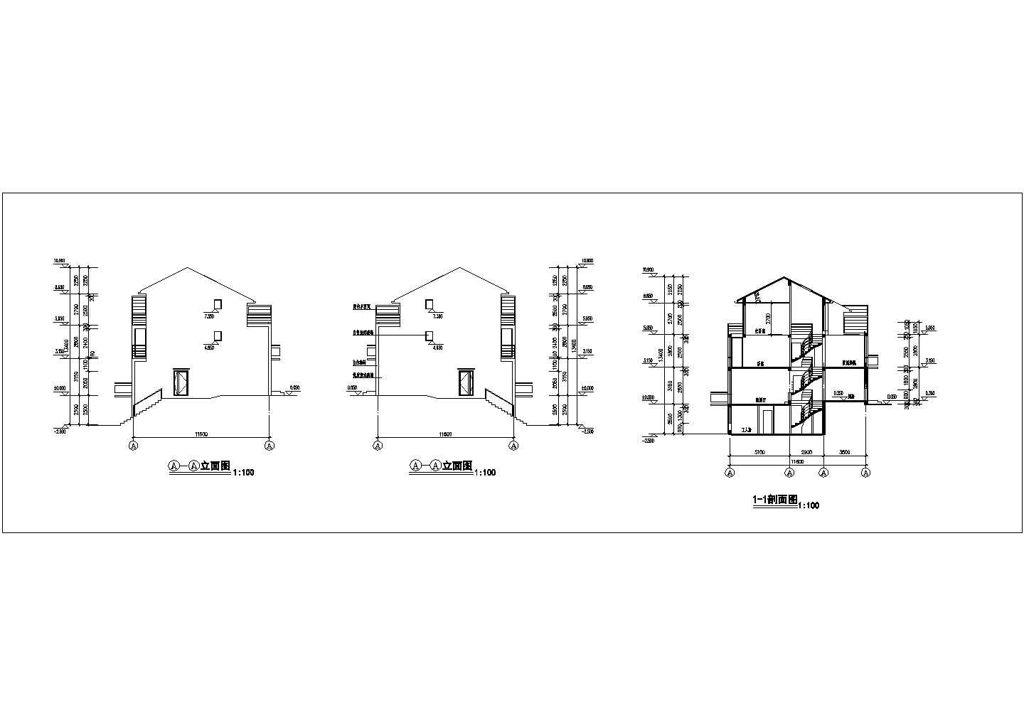 某地三层小型居住楼房建筑设计图纸