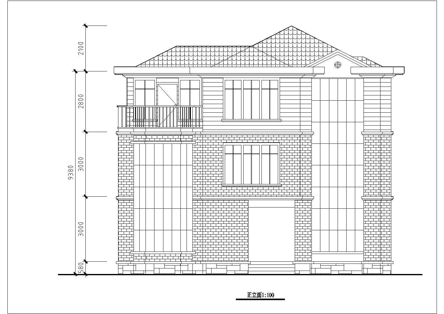三层别墅自建房建筑设计施工图（11.86M*9.26M）