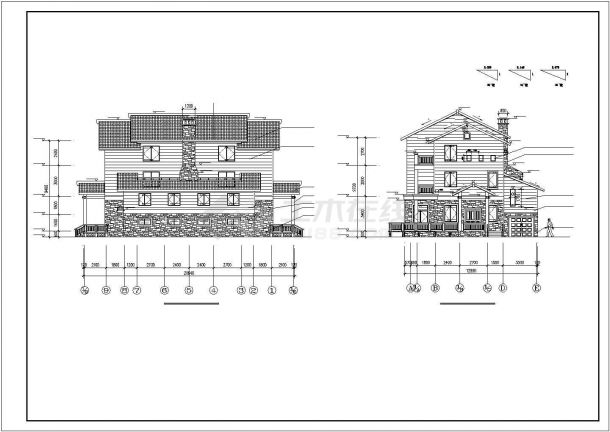 西湖三层现代风格建筑方案别墅图纸-图二