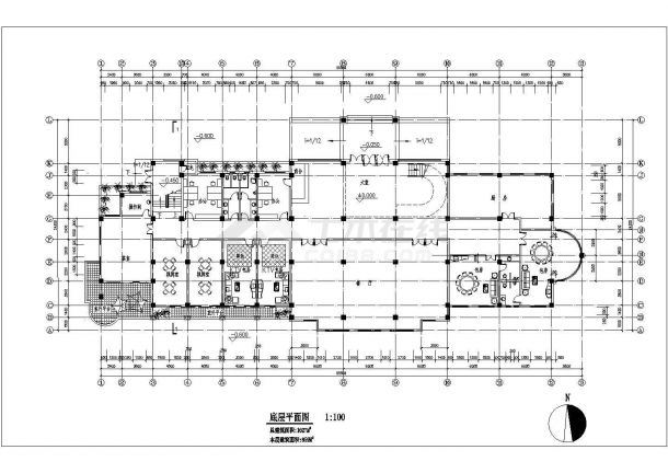 某小区公建会所建筑CAD设计图纸-图二