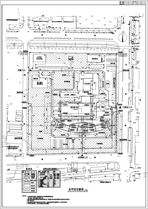 某大型医院规划CAD设计总平面图-图一