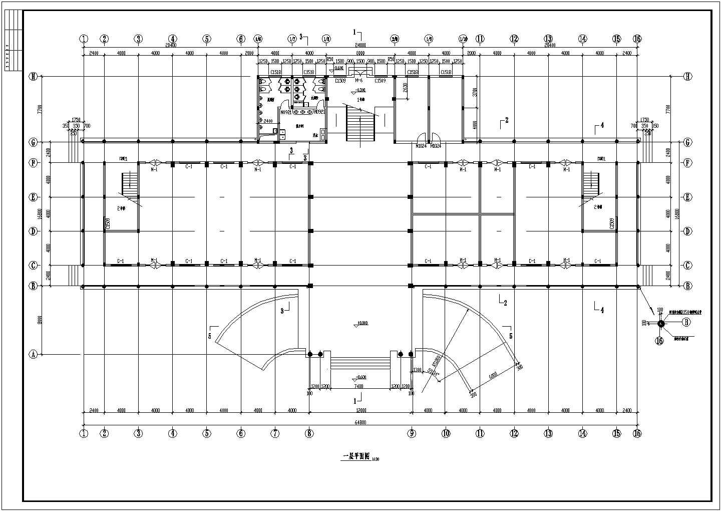 四层坡屋面欧式会所建筑施工图（全套）