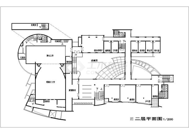 三层框架结构某文化中心建筑设计方案-图二