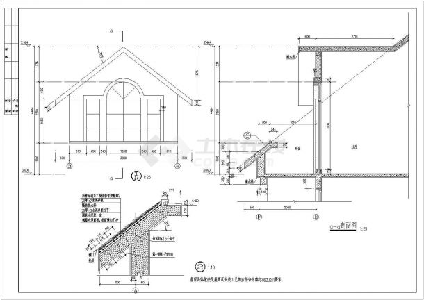 某别墅建筑平面及外立面cad设计施工图纸-图二