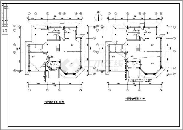 某地别墅C型三层电气设计施工CAD图-图二