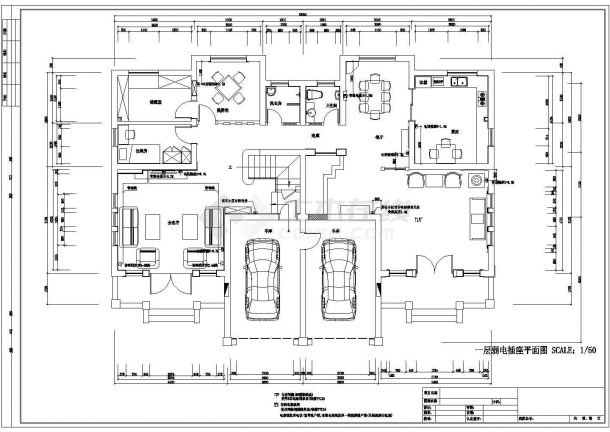 某地三层别墅村电路设计施工CAD图-图一