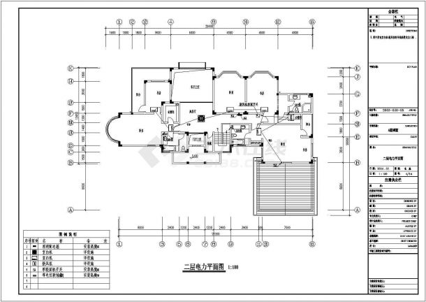 某地三层别墅电气设计施工CAD图-图二